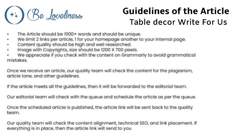 Guidelines Table decor write for us